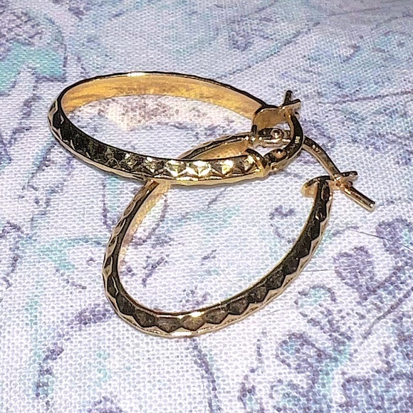 Vintage Gold Tone Hoops Stamped OTC BRZ Italy - Picture 3 of 15